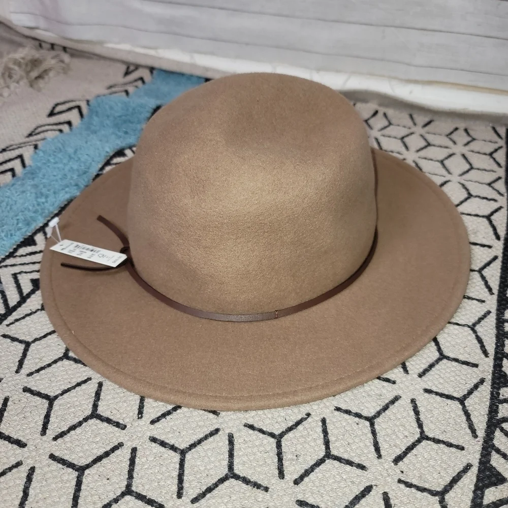 BILTMORE FOR MADEWELL 100% WOOL HATTAN W BROWN LEATHER HATBAND TRIM, sz M-L